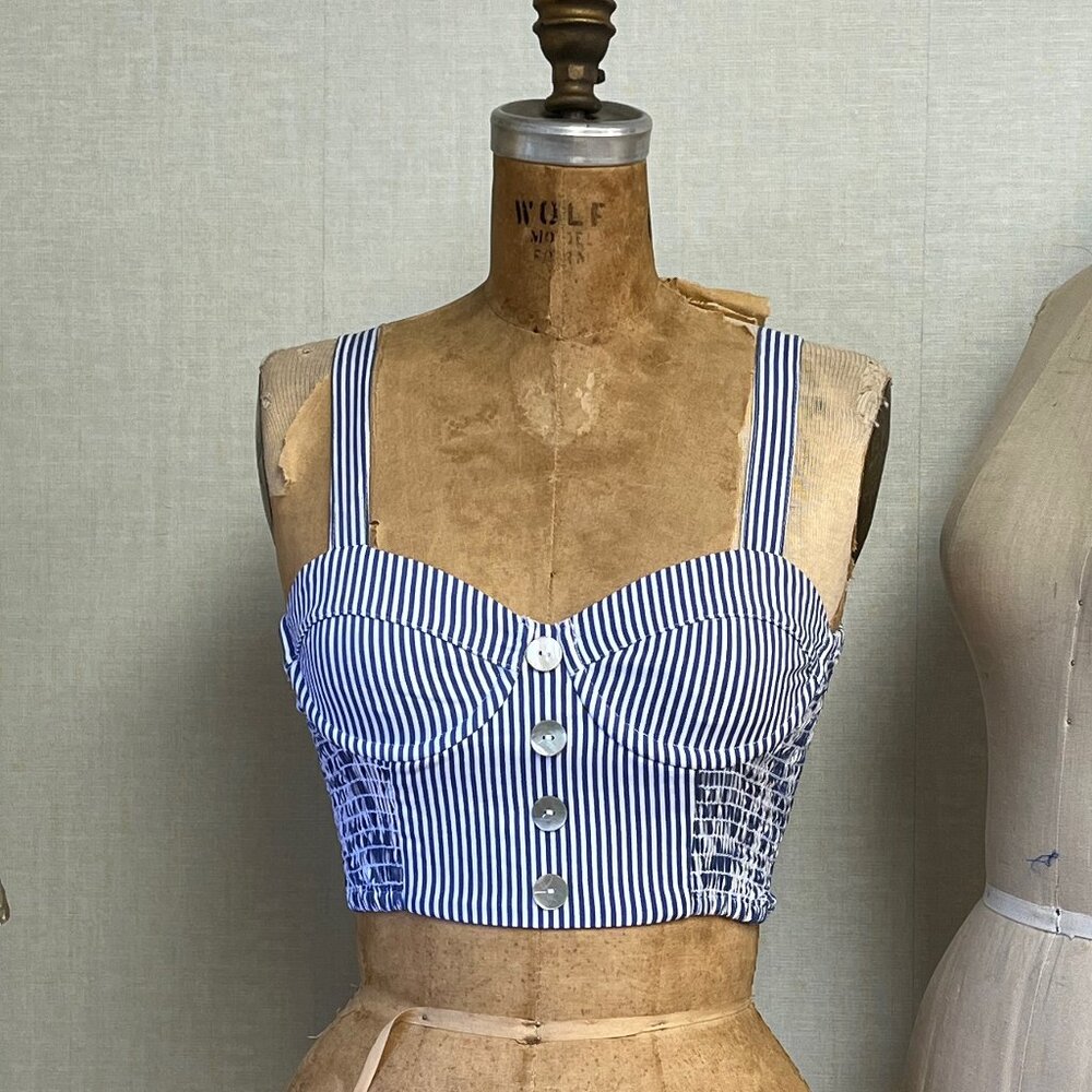 NWT Vanessa Mooney Cropped Smocked Underwire Bustier Celia Top $78